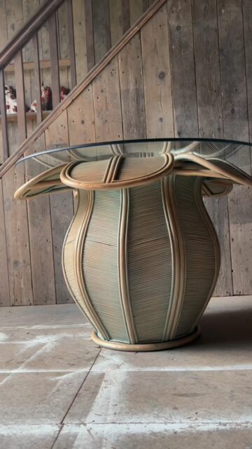 What a table, bamboo with petals and a glass top in a soft sage green colour.
What a statement piece 
#vintage #furniture #interiordesign #love #home